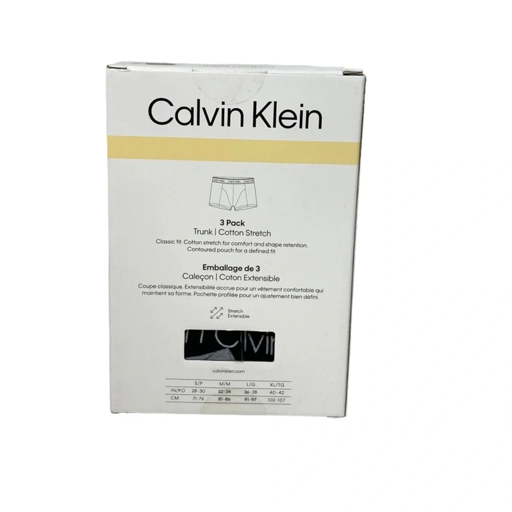 Calvin Klein Men’s Underwear 3-Pack Trunk Cotton Stretch Black Gray NB24210-005 - Picture 8 of 8